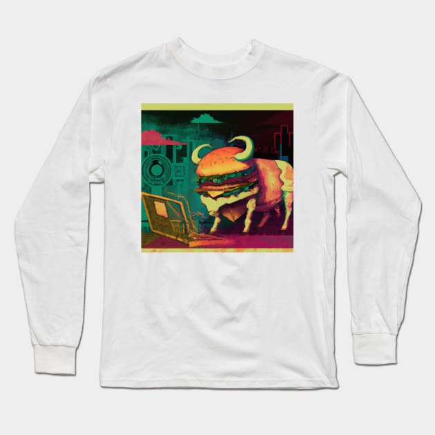 Burger cow Long Sleeve T-Shirt by Asirihouse
